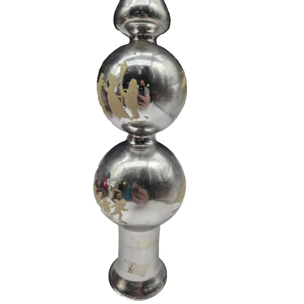 Vintage Mid Century Mercury Glass Finial Christmas Tree Topper 15